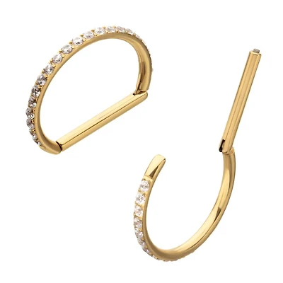 D - Shaped All Around CZ 24KT PVD Clicker