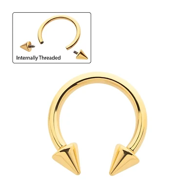 Double Spike 16g Circular Barbell 24kt Gold PVD