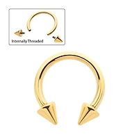 Double Spike 16g Circular Barbell 24kt Gold PVD
