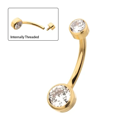 24kt PVD 4mm / 6mm Bezel Flat Back Gem Navel
