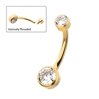 24kt PVD 4mm / 6mm Bezel Flat Back Gem Navel