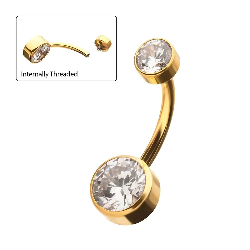 Bezel 5mm / 8mm Flat Back Gem Navel 24kt PVD
