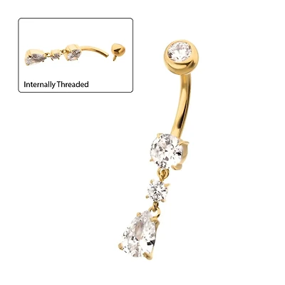 2 Round 1 Teardrop Prong 24kt PVD Navel