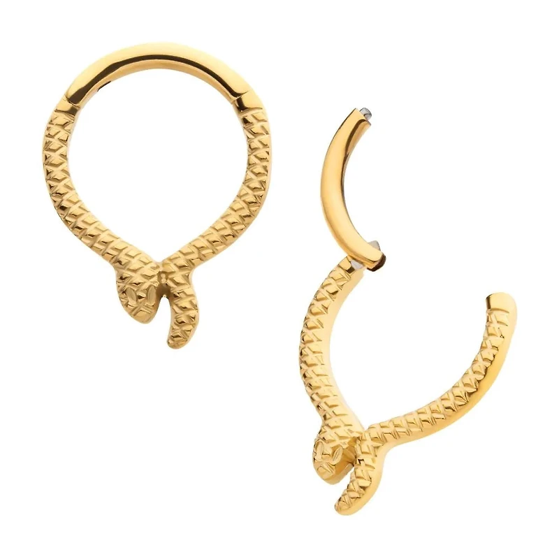 Aro con bisagras de PVD en oro de 24 quilates con forma de serpiente