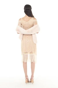 Beige Flapper Dress With Tassles