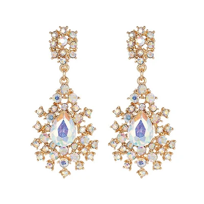 Crystal Teardrop Clip On Earrings