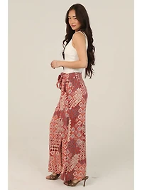 Tie Waist Wide Leg Printed Pants