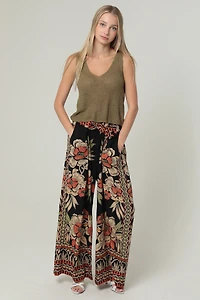 Wide Leg Pants With Self Tie
