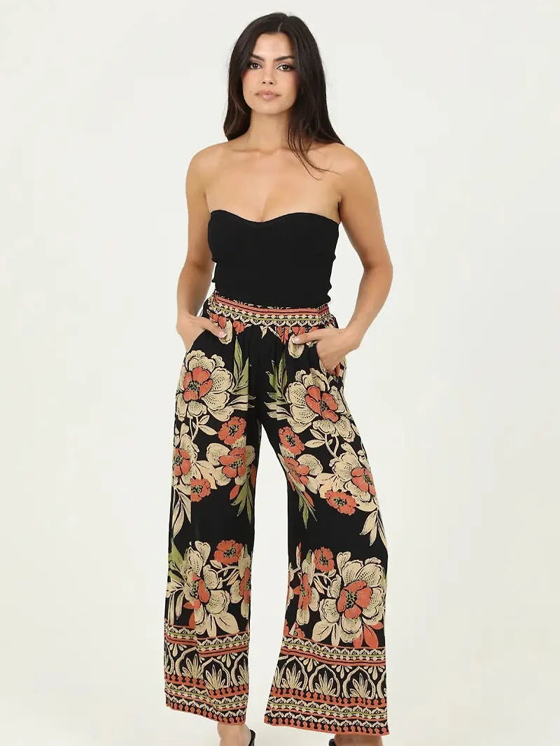 Printed Wide Leg Pants