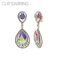 Chandelier Teardrop Clip On Earring  AB