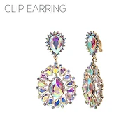 Chandelier Flower Clip On Earring G AB