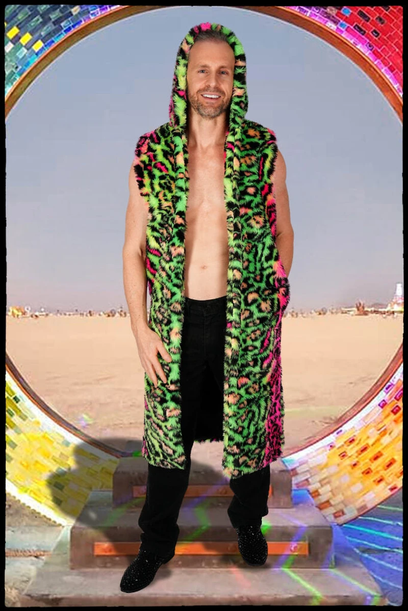 Neon Cheetah Sleeveless Coat