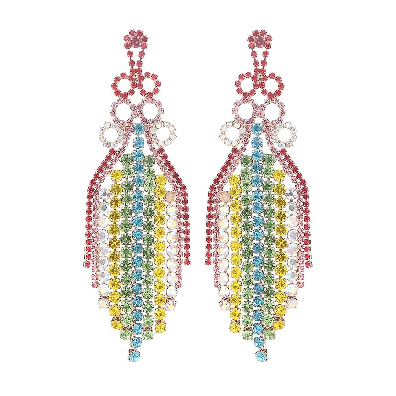 Rhinestone Colorful Fringe Earrings