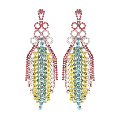 Rhinestone Colorful Fringe Earrings