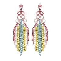 Rhinestone Colorful Fringe Earrings