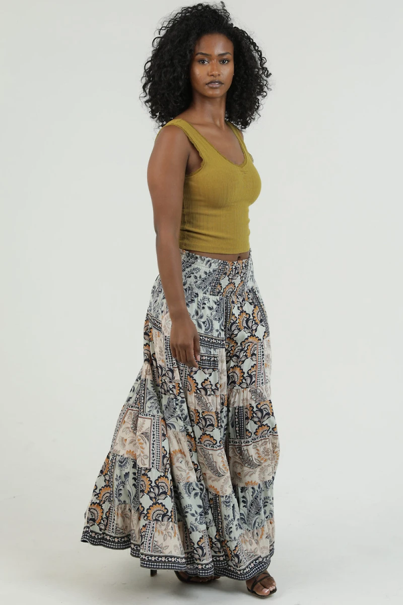 Tiered Skirt With Smocked Waist