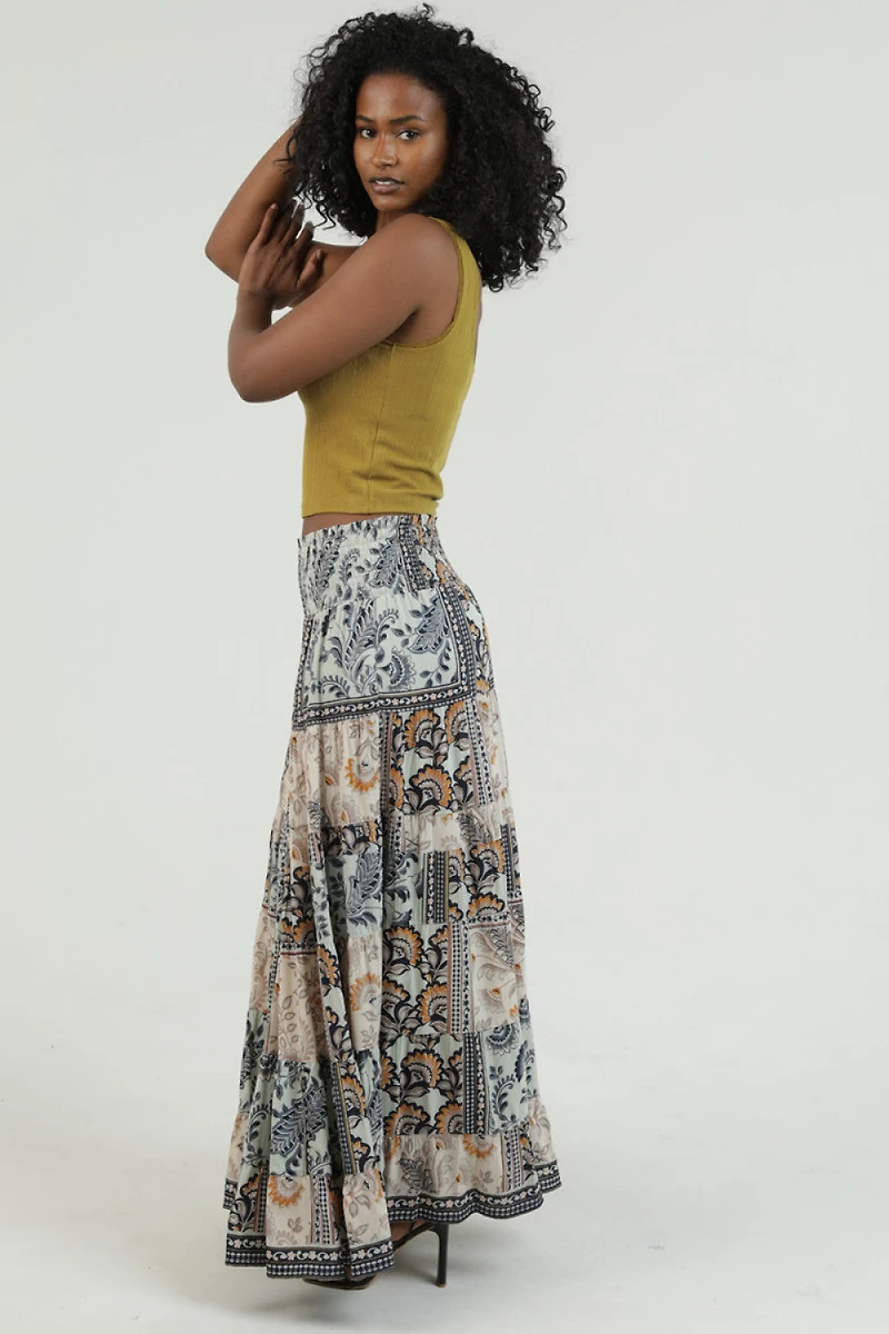 Tiered Skirt With Smocked Waist