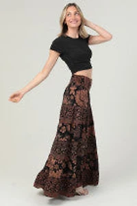 Black Floral Tiered Skirt With Smocked Waist