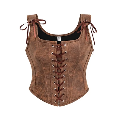 Pleather Front Lace Corset