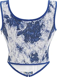 Blue Flower Print Corset