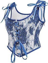 Blue Flower Print Corset