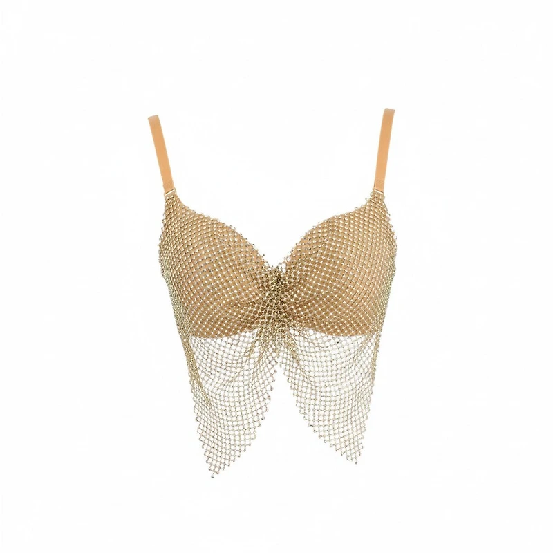 Rhinestone Mesh Bra Top