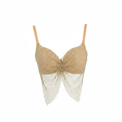 Rhinestone Mesh Bra Top