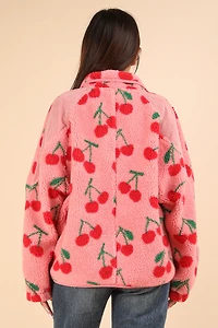 Oversize Printed Fleece Jacket Plus