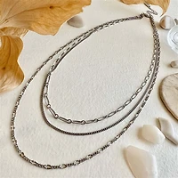 Nanaimo Triple Layer Textured Chain Necklace In Silver