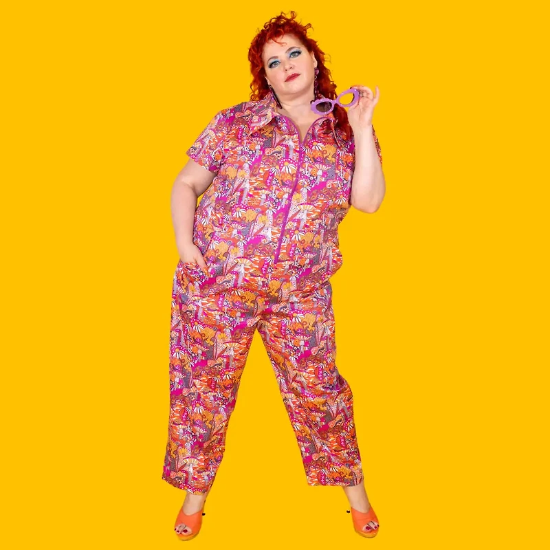 Groovy Mushroom & Snail Jumpsuit Sunset