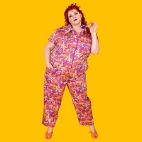Groovy Mushroom & Snail Jumpsuit Sunset