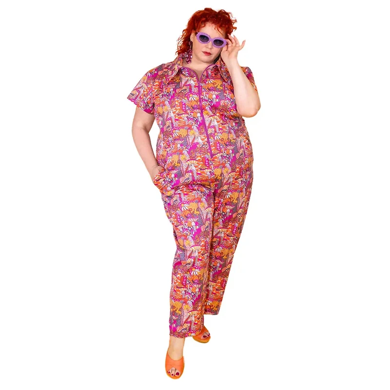 Groovy Mushroom & Snail PLus Jumpsuit Sunset