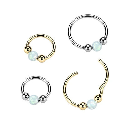 3 Ball 1 Opal Hinged Hoop