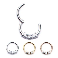 3 Gem Hinged Hoop 16g