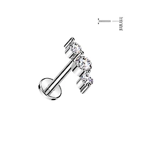 3 Prong CZ Curved Threadless Labret