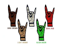 Witchy Metal Horns Iron On Patch Dark Brown