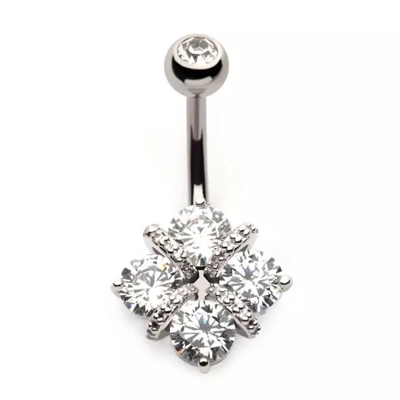 4 Prong Gem Square Navel
