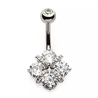 4 Prong Gem Square Navel