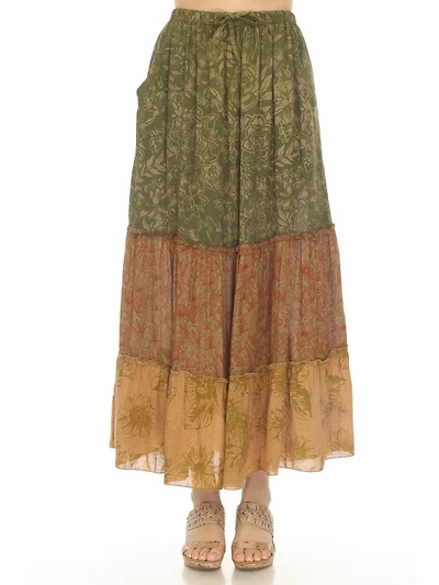 Cactus Garden Tiered Maxi Skirt
