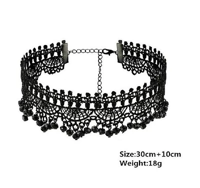 Wide Beaded Lace Choker