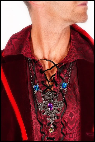 Oval Ornate Pendant With Stones