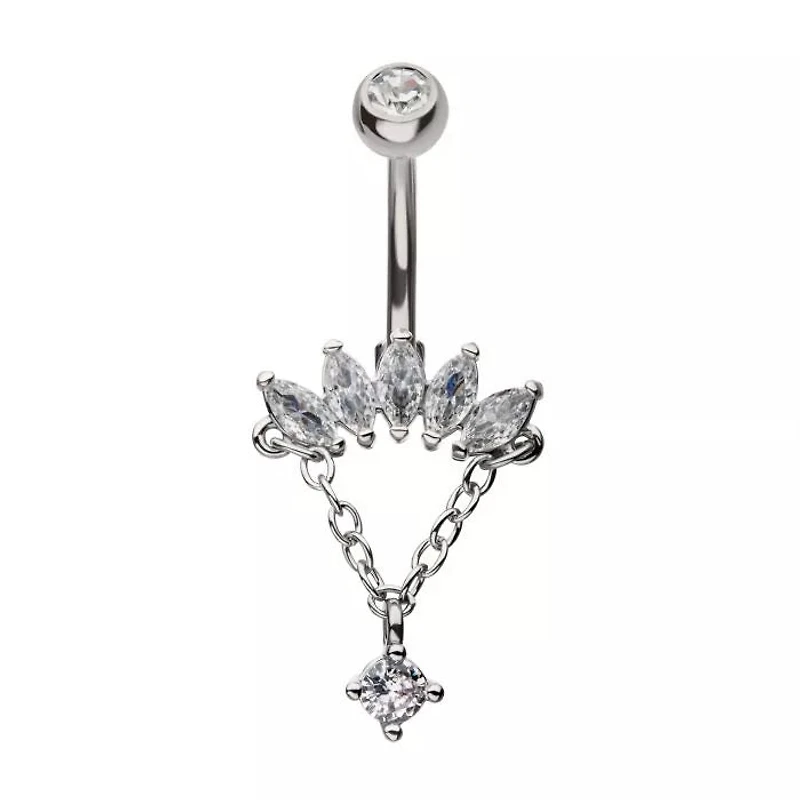 5 Marquise Gems With 1 Round Gem On Chain