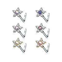 5 Petal Flower L - Shape Nost Stud 20g