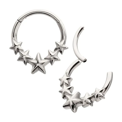 5 Cluster Hinged Hoop Titanium