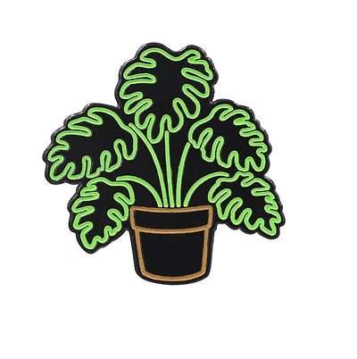 Neon Monstera Glow in the Dark Pin
