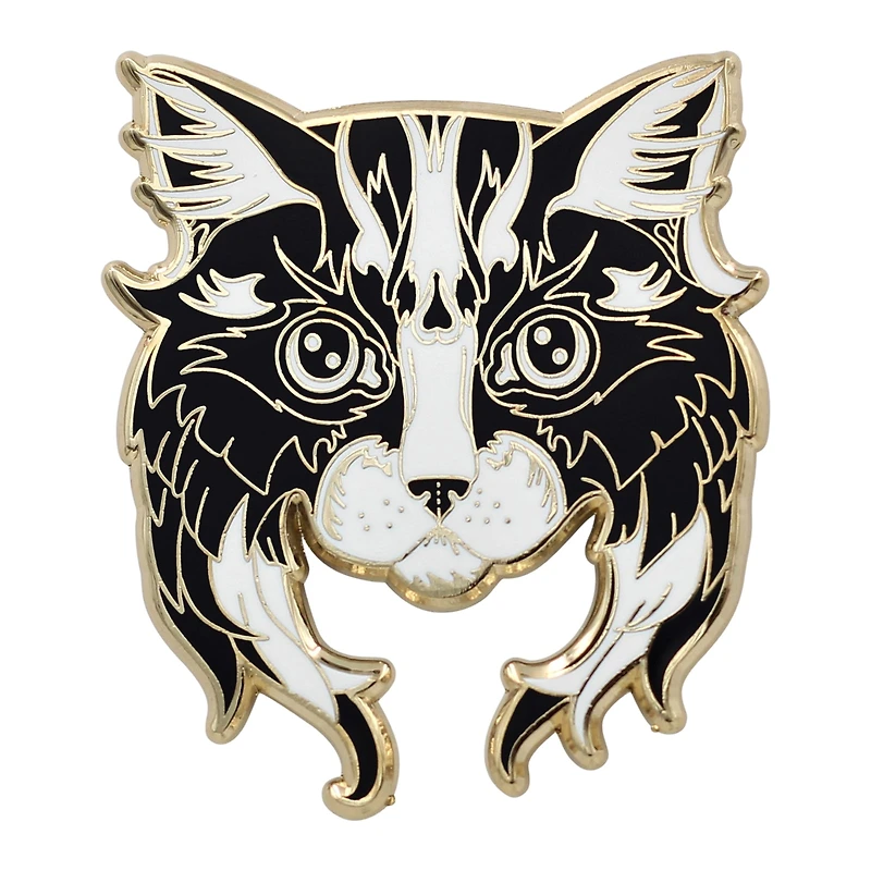 Back and white cat pin