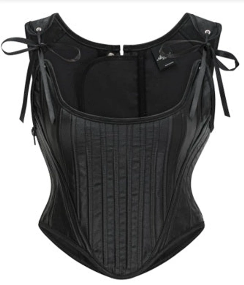 Satin Rbbon Corset With Panel Stitching