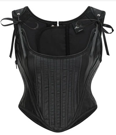 Satin Rbbon Corset With Panel Stitching