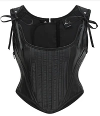 Satin Rbbon Corset With Panel Stitching