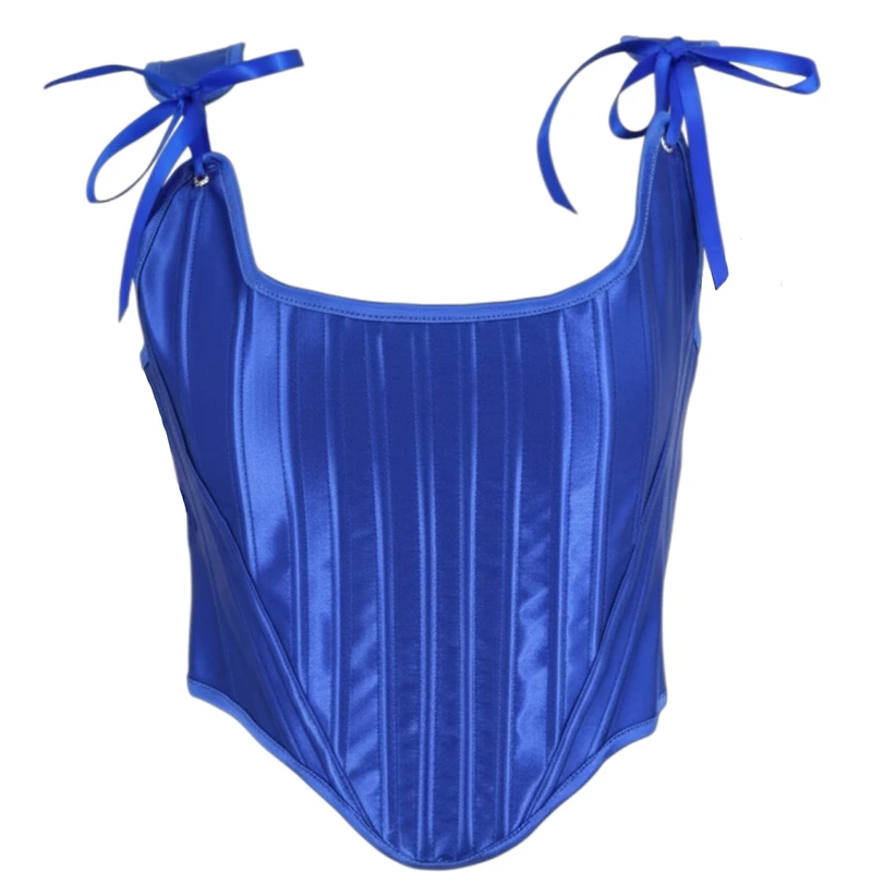 Satin Ribbon Corset With Panel Stitching